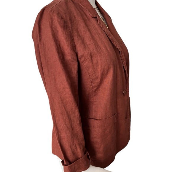 Eileen Fisher Women’s Organic Linen Rust Colored Blazer size M - Picture 4 of 8